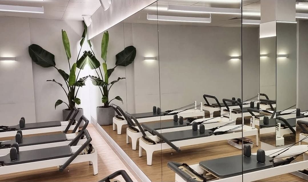 Pilates studio in Brighton Melbourne cleaned by Blancoz, reformer beds and mirrors