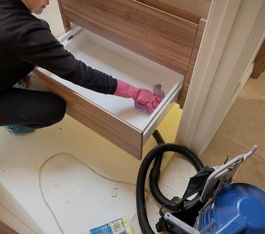 Inside of a cupboard drawer cleaned during a builders detail clean in Melbourne