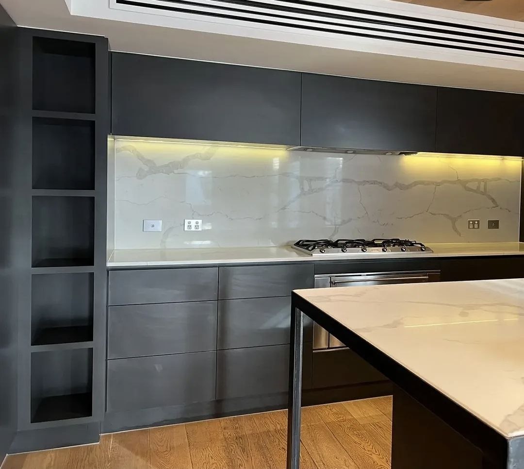 Kitchen in a new residential build after a Blancoz builders clean, ready for handover