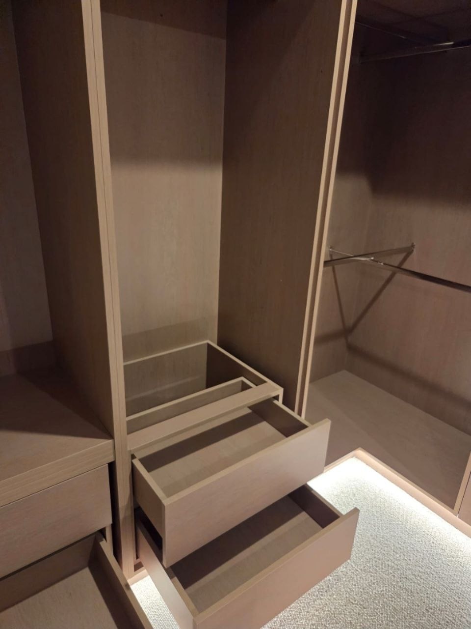 Walk-in robe joinery cleaned inside every drawer before handover, Melbourne