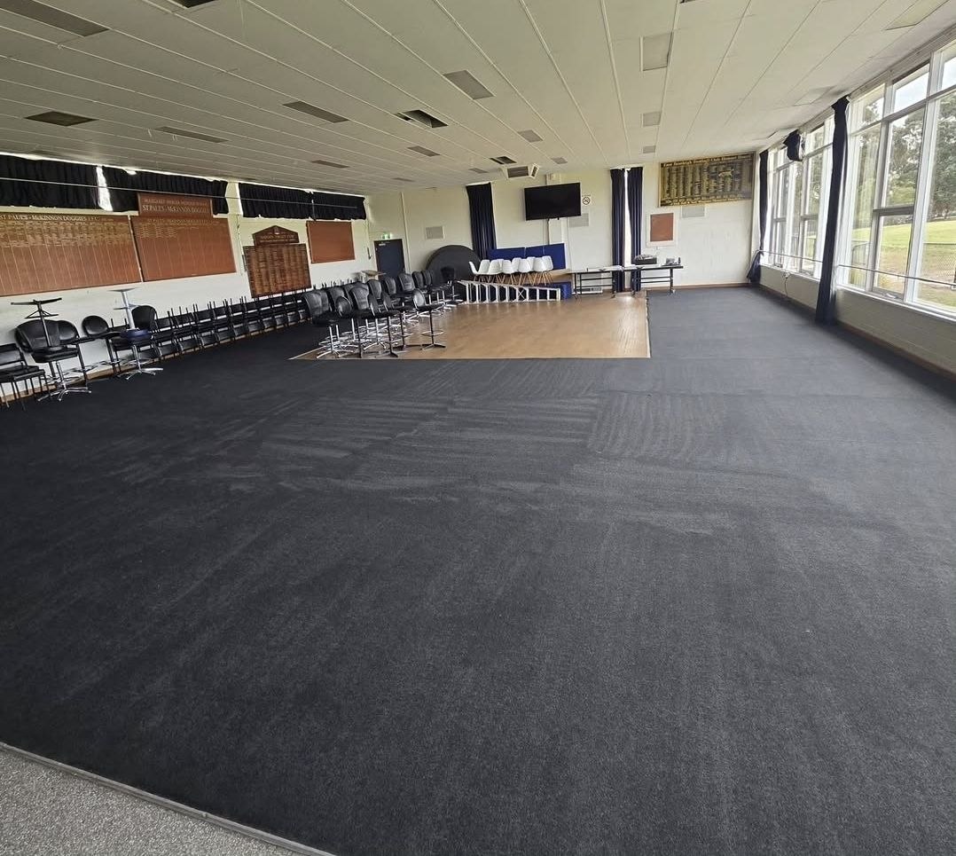 Sporting club social room at McKinnon vacuumed and set up after a Blancoz clean